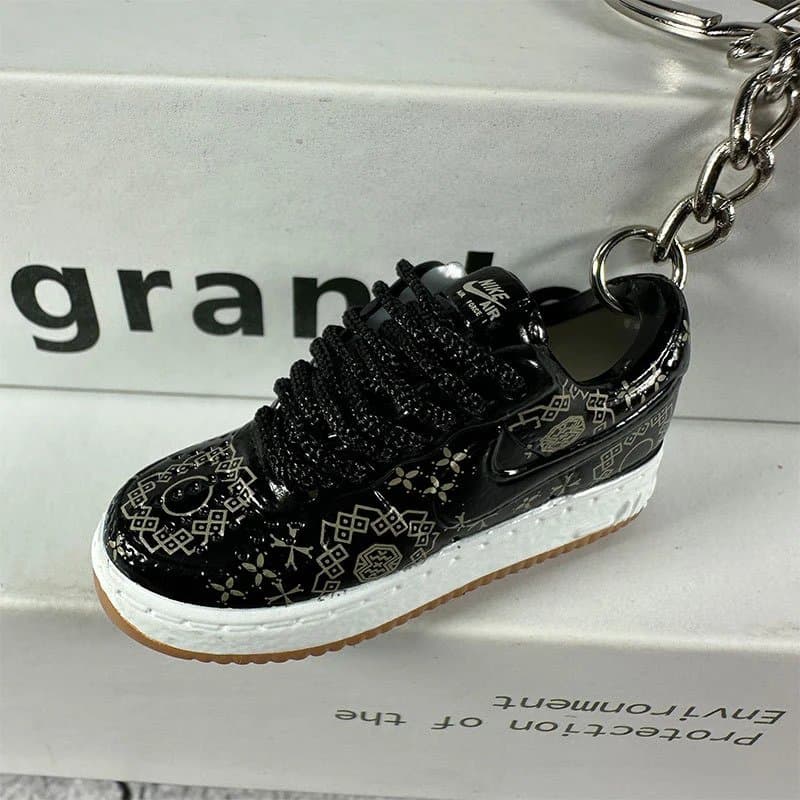 Nike × Off-White × Supreme Air Force 1 Keychain Miniature Sneaker Charm — 14.AF1丝绸黑