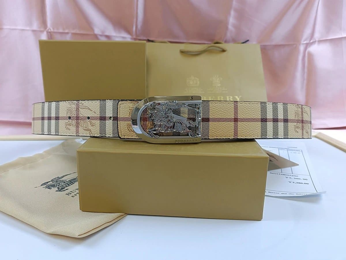 Burberry Reversible Leather Strap Togo Check — 款式2银