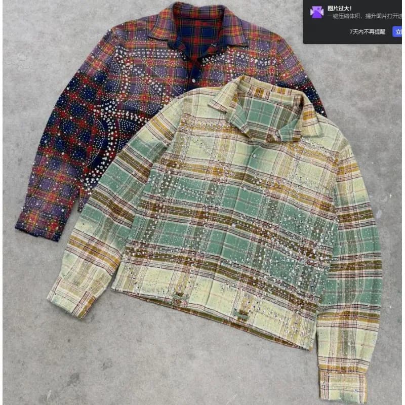 Balenciaga Plaid Shirt Crystal-Embellished