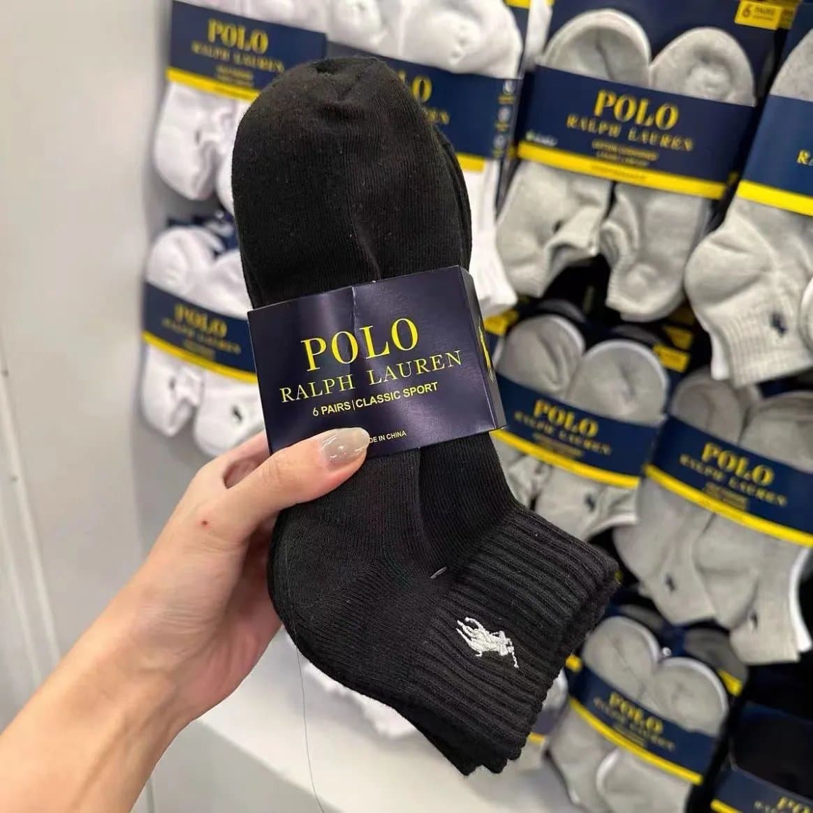 Polo Ralph Lauren Classic Sport Socks 6-Pack — 38-44 · Black Mid-6 Pairs