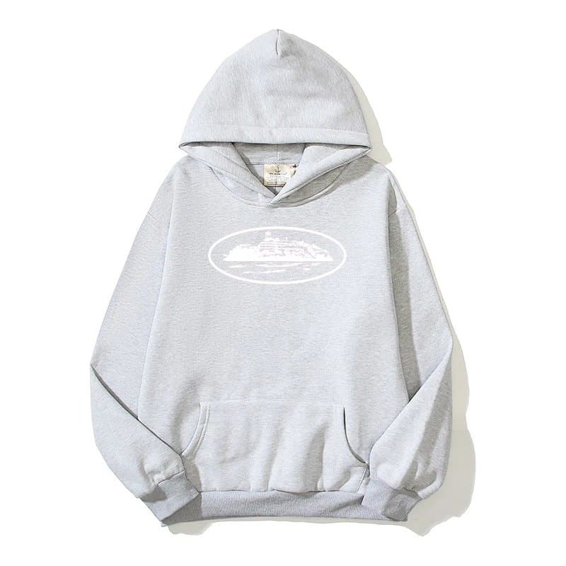 Off-White Oval Logo Hoodie Ship Print — Light gray