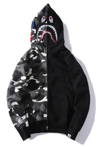 BAPE Shark Hoodie Split Camo — light gray