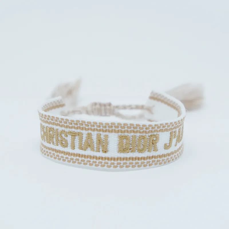 Dior J'Adior Woven Bracelet Pink with Black Logo — 32#