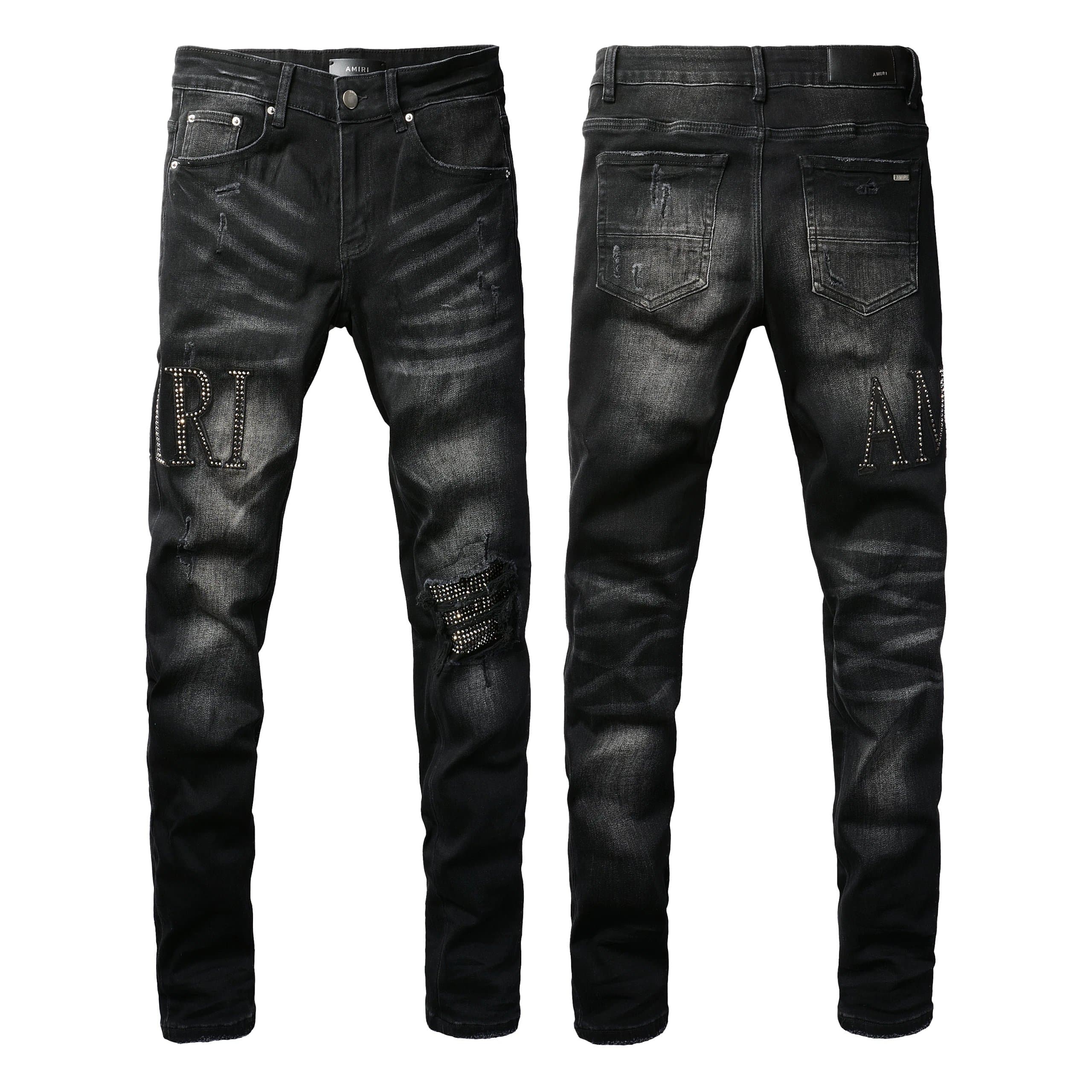 Amiri Distressed Slim Fit Jeans Black Destroyed — A10