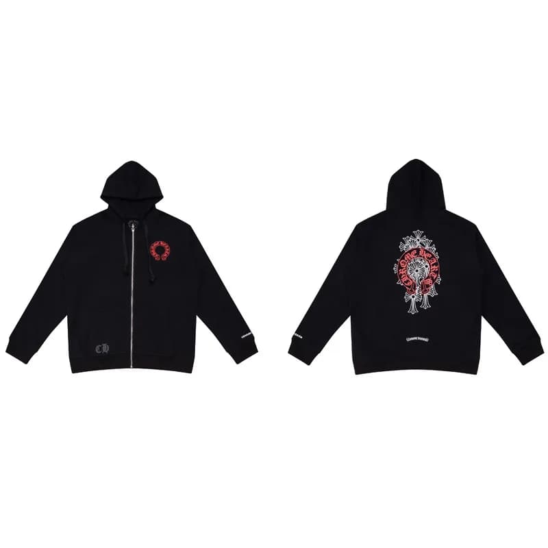 Chrome Hearts Hooded Sweatshirt Cross Logo Embroidery — 5005黑色K23