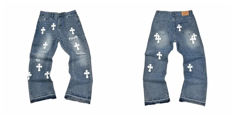 Denim Tears Cargo Jeans Embroidered Patchwork — 4155蓝色