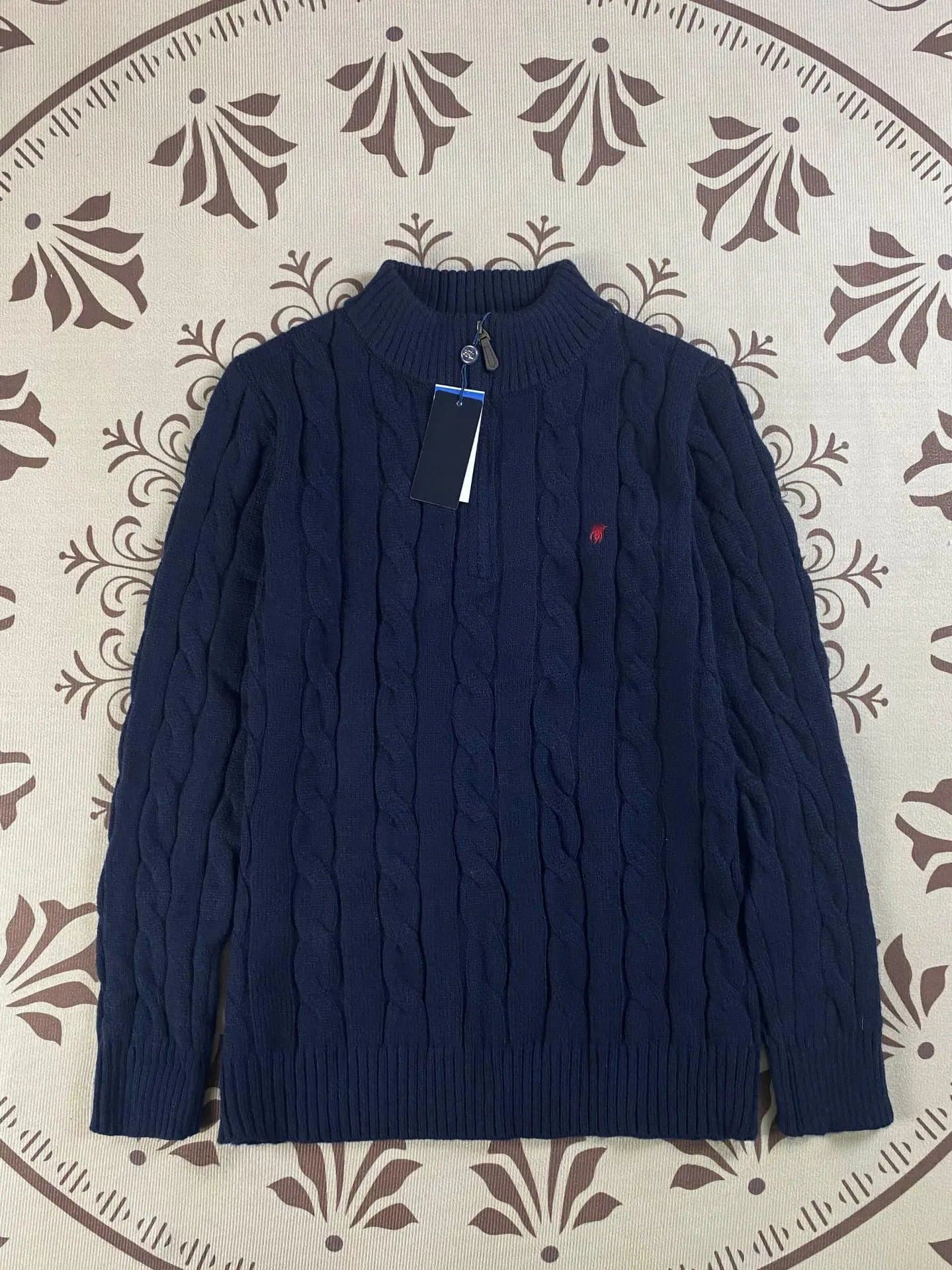 Polo Ralph Lauren Cable Knit Sweater Classic Cable — 半拉链宝蓝色