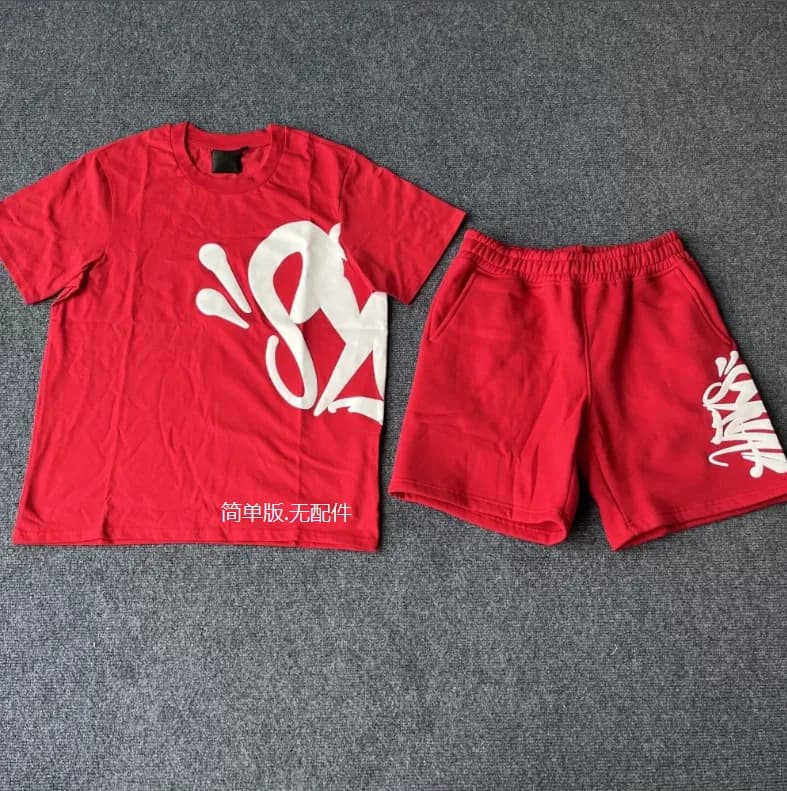Sp5der Shorts Set Graffiti Logo — 红色（简单版.无配件