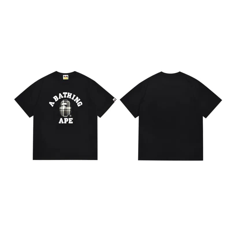 BAPE T-Shirt Plaid Ape Head