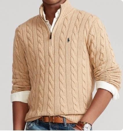 Polo Ralph Lauren Cable Knit Quarter-Zip Sweater Classic Cable