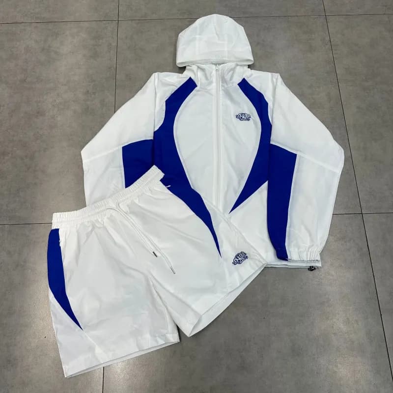 Gallery Dept. Windbreaker Set White with Royal Blue Panels