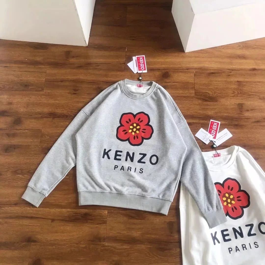Kenzo Hoodie Flower Logo — Ｈ4-浅灰色
