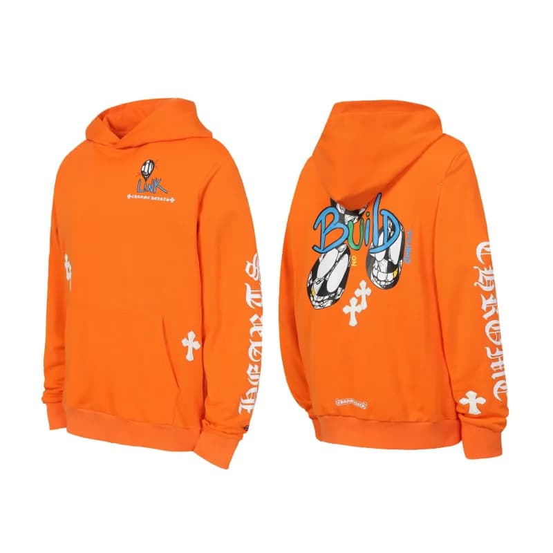 Chrome Hearts Hooded Sweatshirt Cross Logo Embroidery — L3113橘色