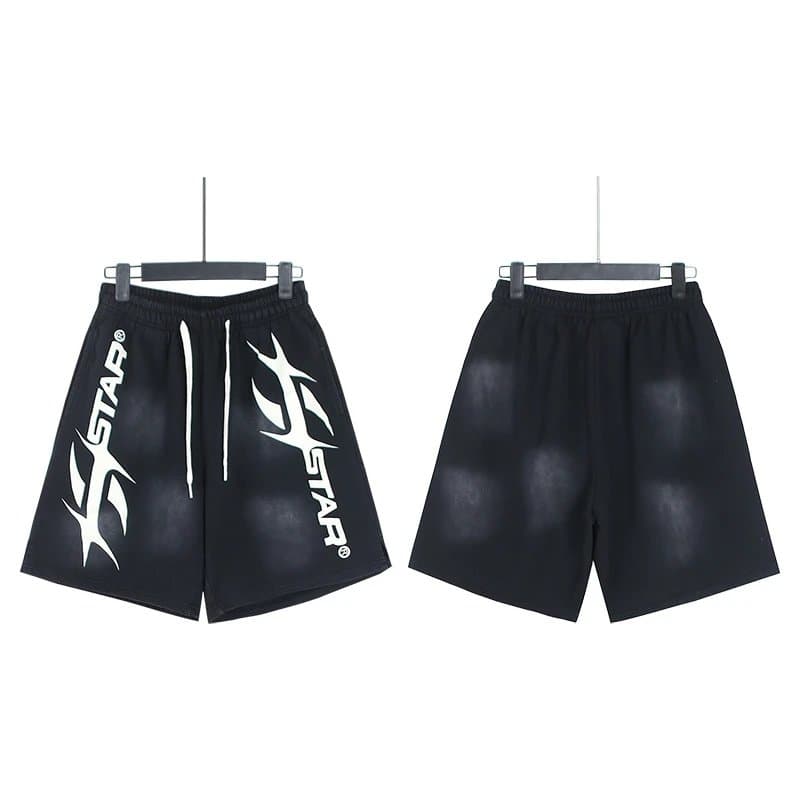 Sp5der Graphic Shorts Flame Print — 786水洗黑