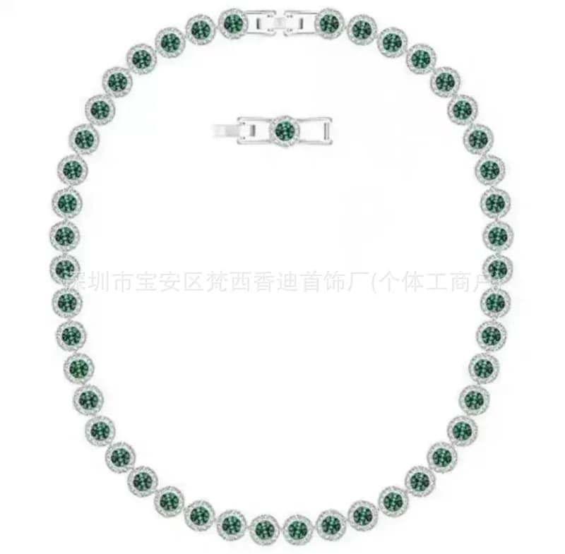 Swarovski Crystal Necklace Emerald Green with Clear Crystals