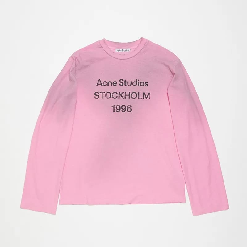 Acne Studios Long Sleeve T-Shirt Embroidered Logo Patch — ELEV-粉红3286