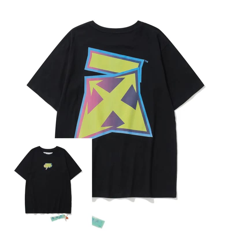 Off-White Painted Arrow T-Shirt Multicolor Paint Stroke — L6127 黑