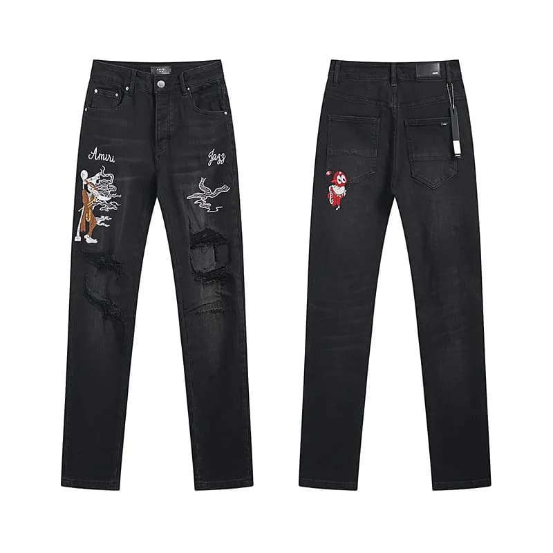 Denim Tears Distressed Straight Jeans Purple Tag — AM8001