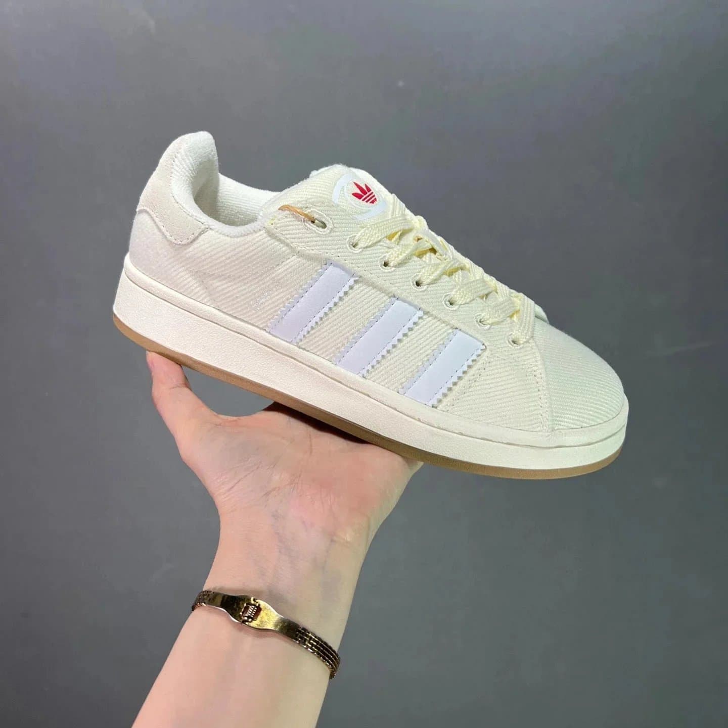 Adidas Campus Red White — 米白