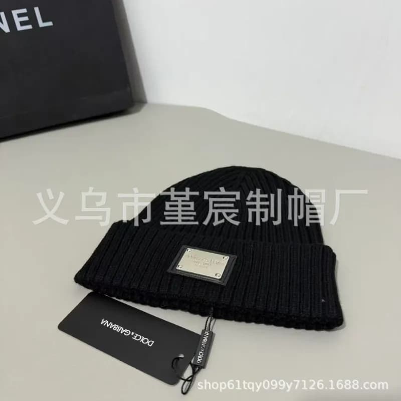 Dolce & Gabbana Knit Beanie Metal Logo Patch