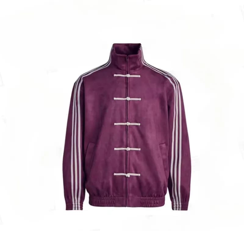 Adidas Mandarin Collar Jacket Three-Stripe — 酱紫色