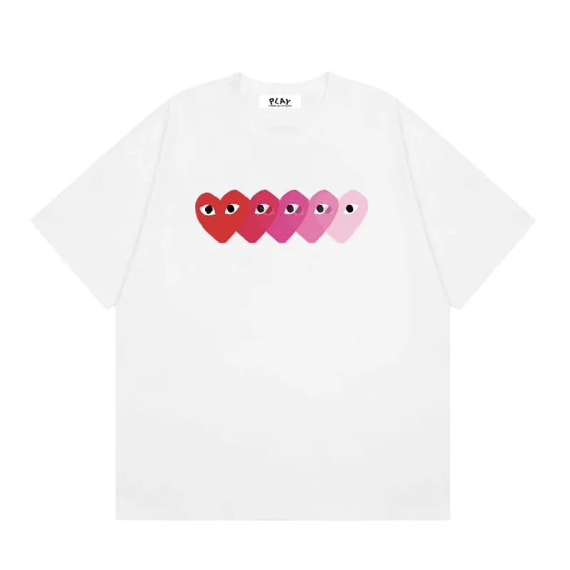 Comme des Garçons Heart Logo T-Shirt Light Blue with Red Heart — 26 white