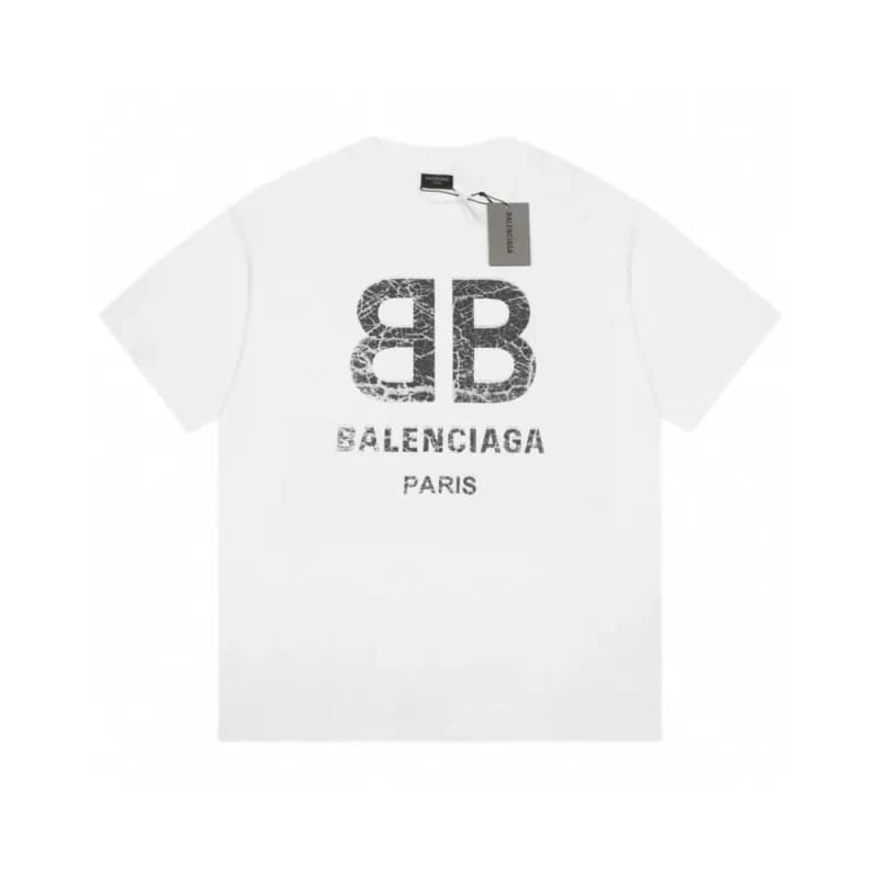 Balenciaga Logo Print T-Shirt Distressed White Logo — 白色F170