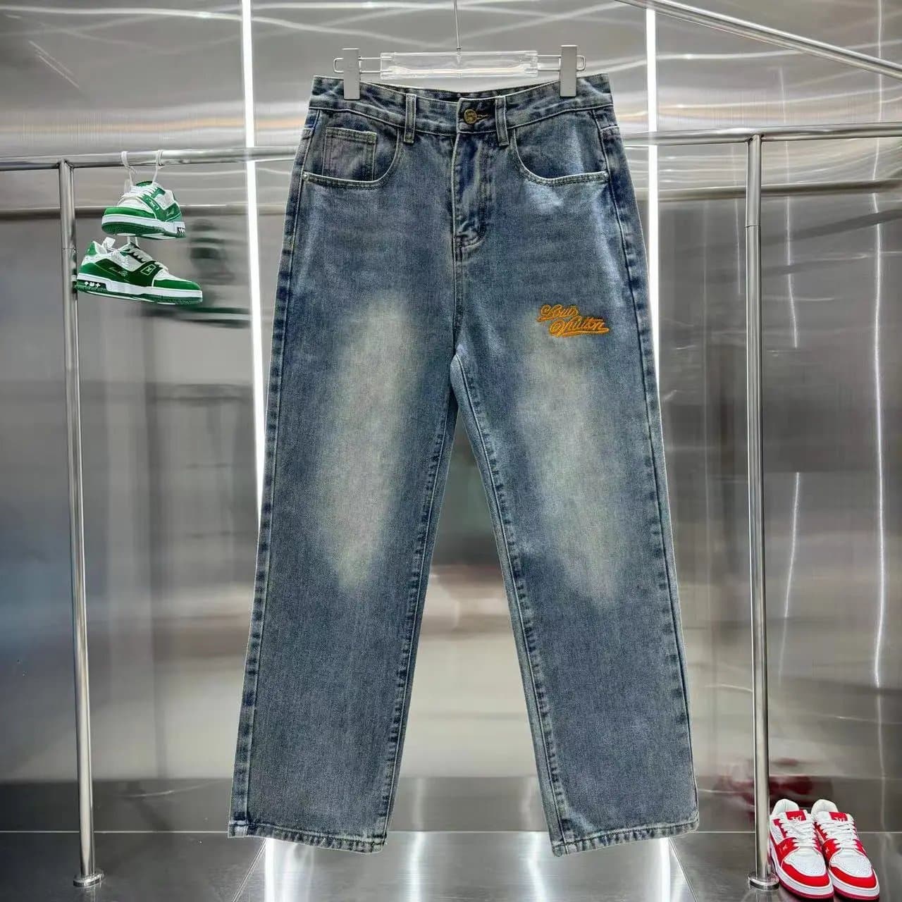 Louis Vuitton Pixel Denim Trousers Patchwork Pixel Print — 10