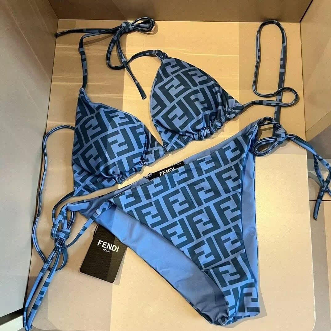Fendi Triangle Bikini Set FF Logo Print
