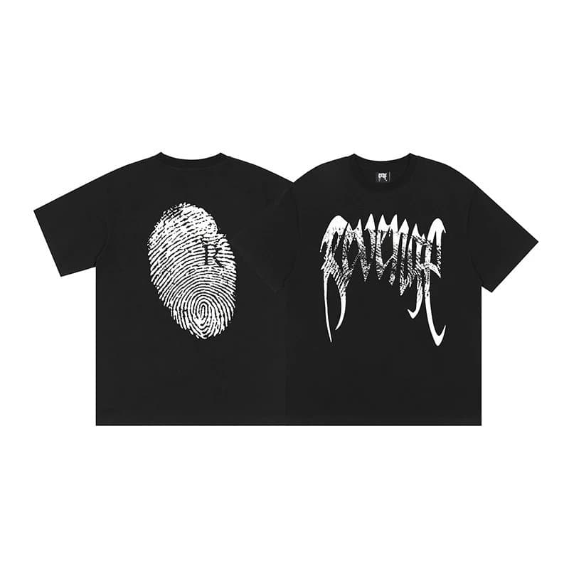 Travis Scott Graphic Tee Skull and Script Print — 540黑色