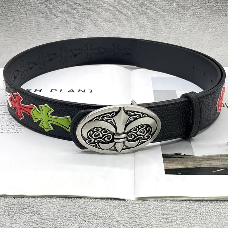 Chrome Hearts Fleur-de-Lis Belt Cross Embroidery