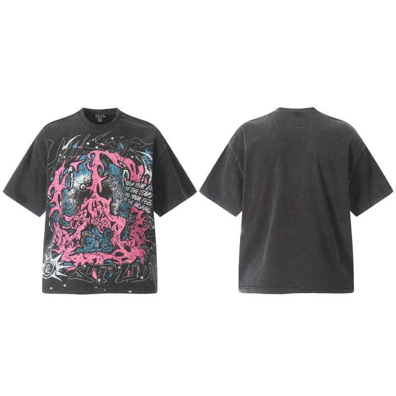 Stüssy Graphic Tee Acid Wash Skull Print