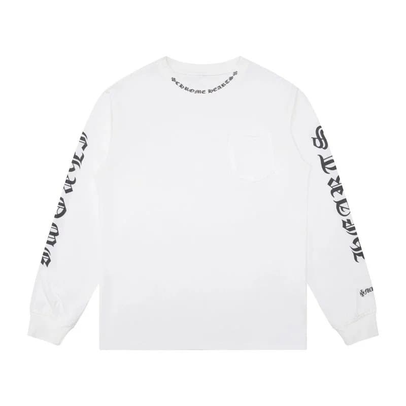 Chrome Hearts Long Sleeve Tee Cross & Scroll Print — K9011白色