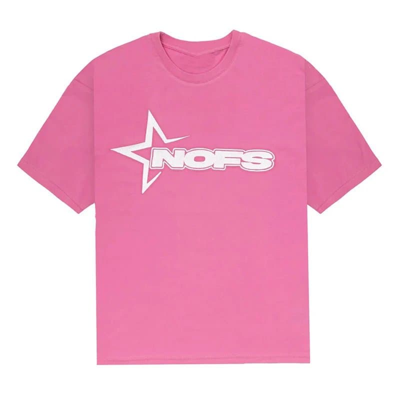 Corteiz Star Logo Tee Pink with White Graphic