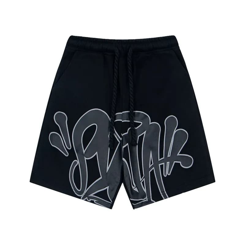 Corteiz T-Shirt & Shorts Set Spray Paint Logo — D09黑色短裤