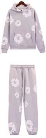 Fear of God Essentials Floral Hoodie and Joggers Set Cloud Grey with White Floral Print