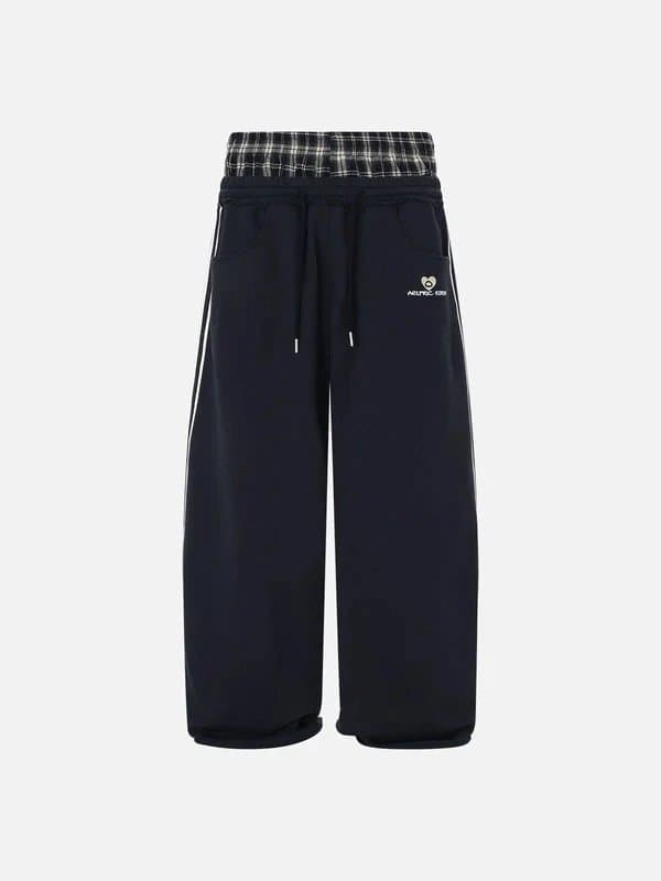 Broken Planet Wide-leg Sweatpants Plaid Waistband