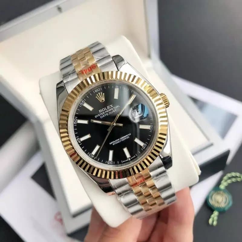 Rolex Datejust Stainless Steel Grey Dial — 间黄金黑盘·五珠表带 高级蓝宝石玻璃镜面（防刮花）