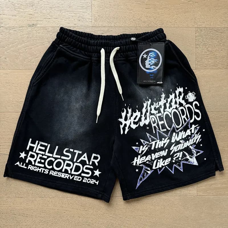 Sp5der Logo Shorts Flame Print — 790洗水黑