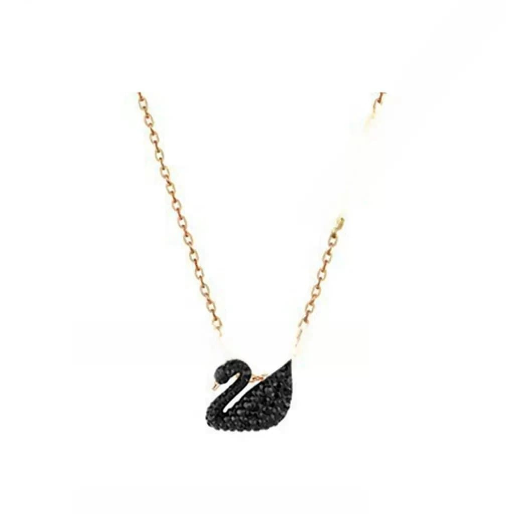 Swarovski Swan Necklace Black Crystal