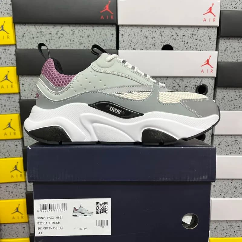 Dior × Jordan B22 Calf Mesh Cream Purple