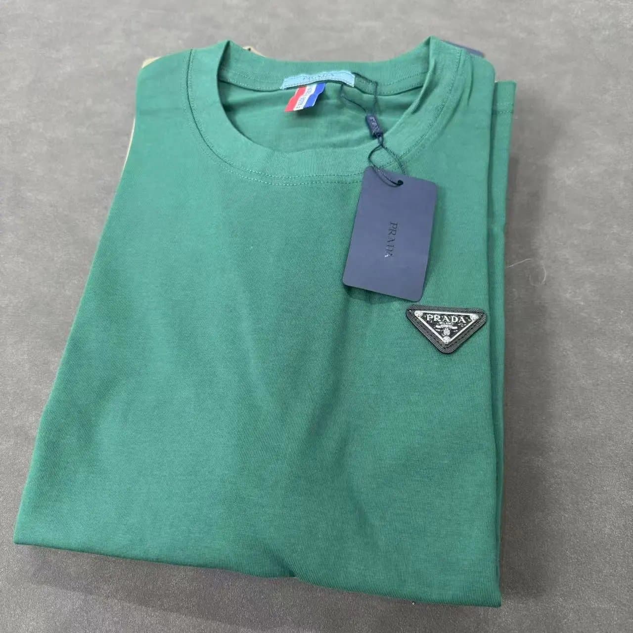 Prada Logo T-Shirt Triangle Logo — 款式1 绿色