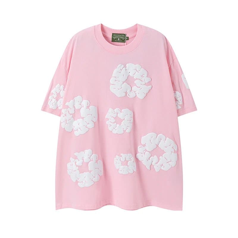 Gallery Dept. Scrunched Logo Tee Pink with White 3D Scrunch Appliqués