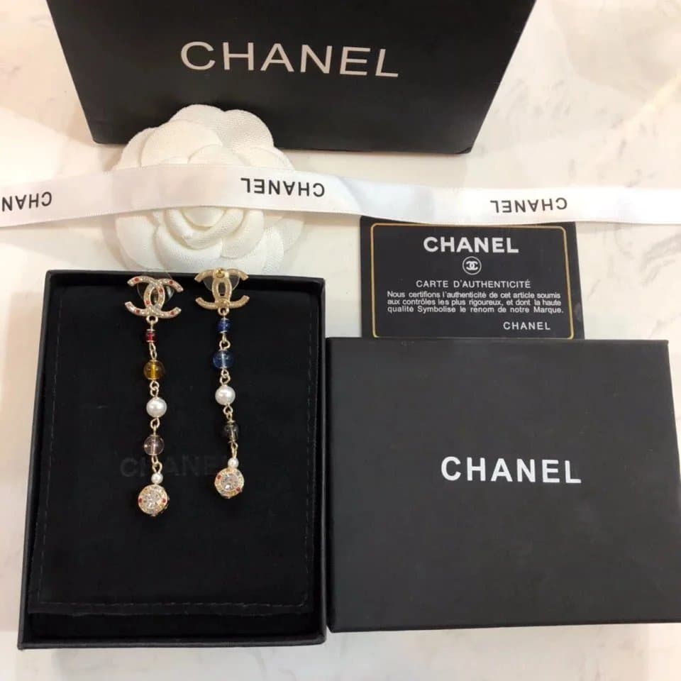 Chanel CC Pearl Earrings Gold Tone with Pearls — 25