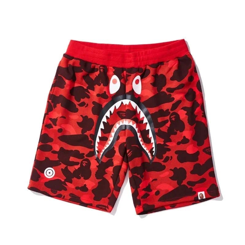 BAPE Shark Camo Shorts Red Black Camo