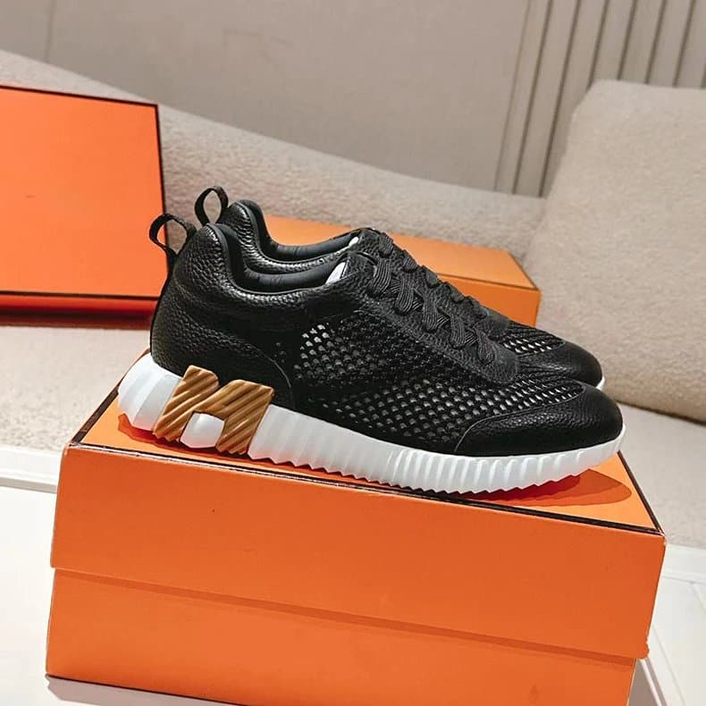 Hermès H-Boot Sneaker Black Mesh and Leather