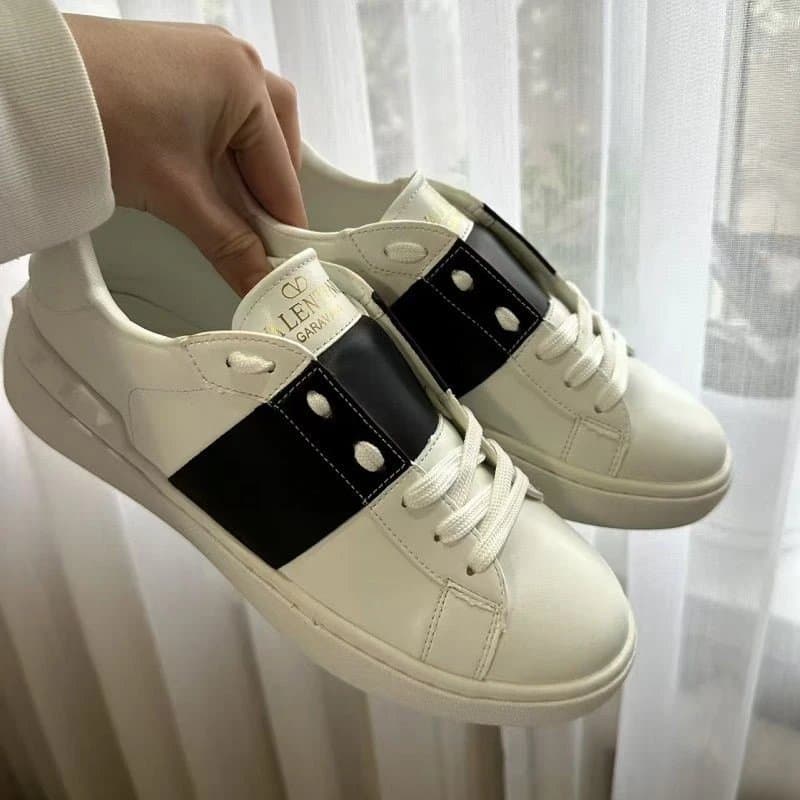 Valentino Rockstud Sneaker White with Black Stripe