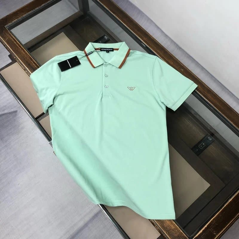 Emporio Armani Polo Shirt Mint Green with Contrasting Collar Trim