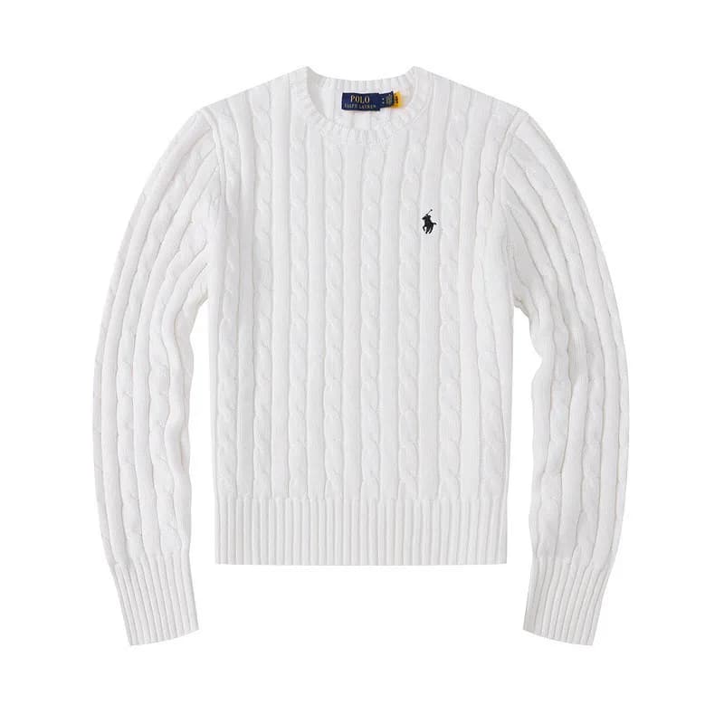Polo Ralph Lauren Cable Knit Quarter-Zip Sweater Classic Cable — 毛衣圆领白色黑标