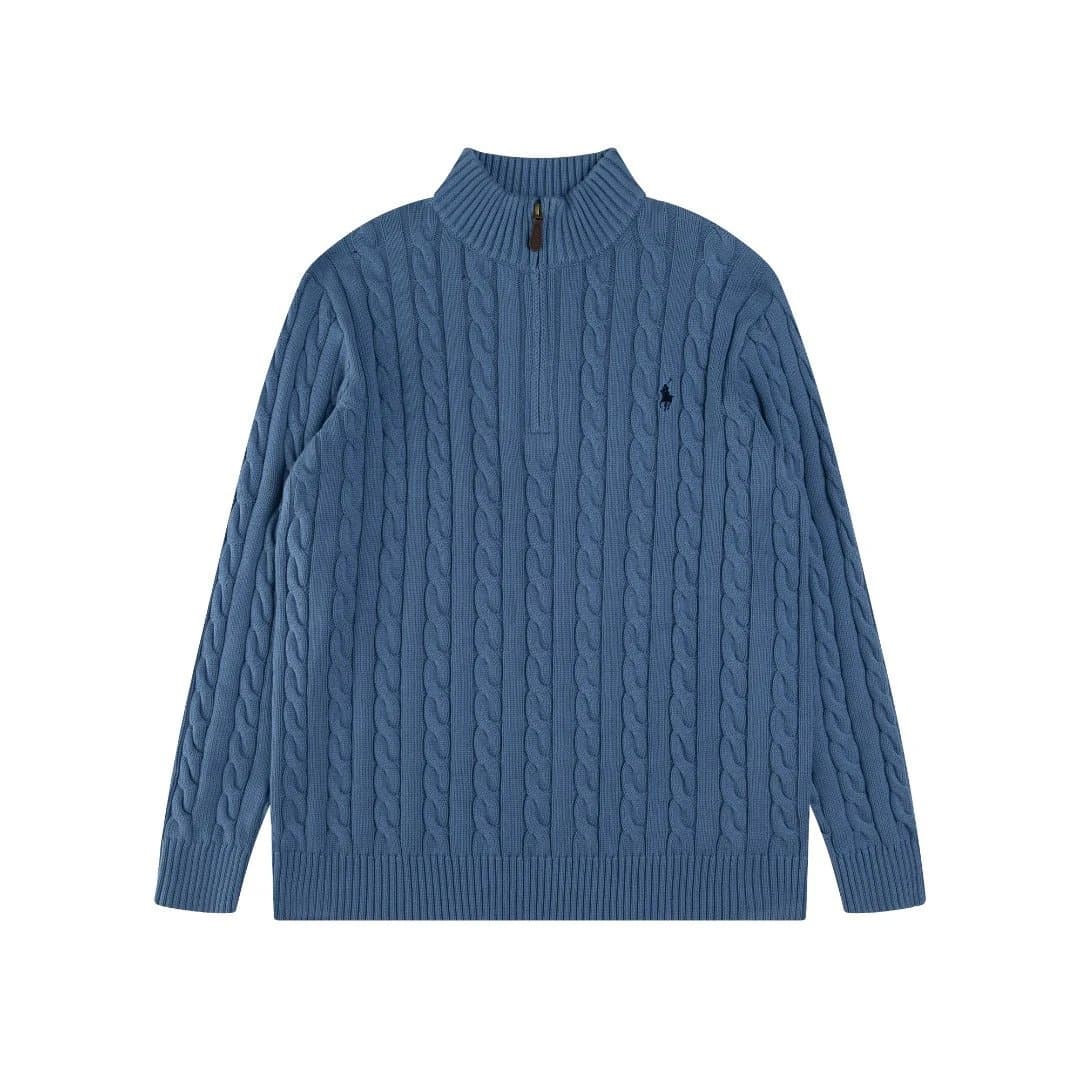 Polo Ralph Lauren Cable Knit Quarter-Zip Sweater Classic Cable — 雾蓝